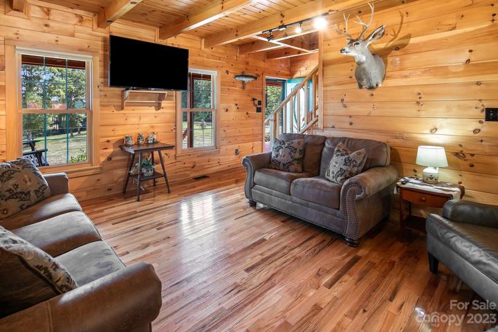 Pine walls make this family room a showstopper.