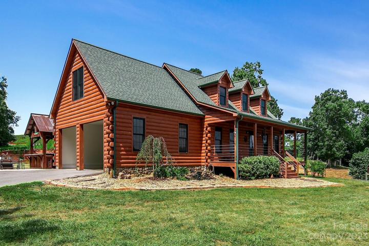 Log panel, custom built home.