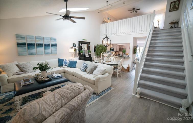 Enter into the condo and great room.