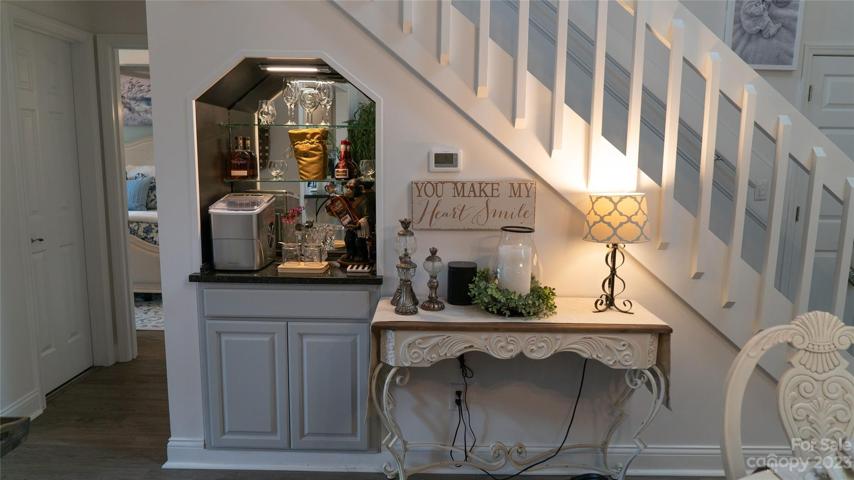 A small nook that offers storage.  Perfect for showcasing your favorite things or a bar.