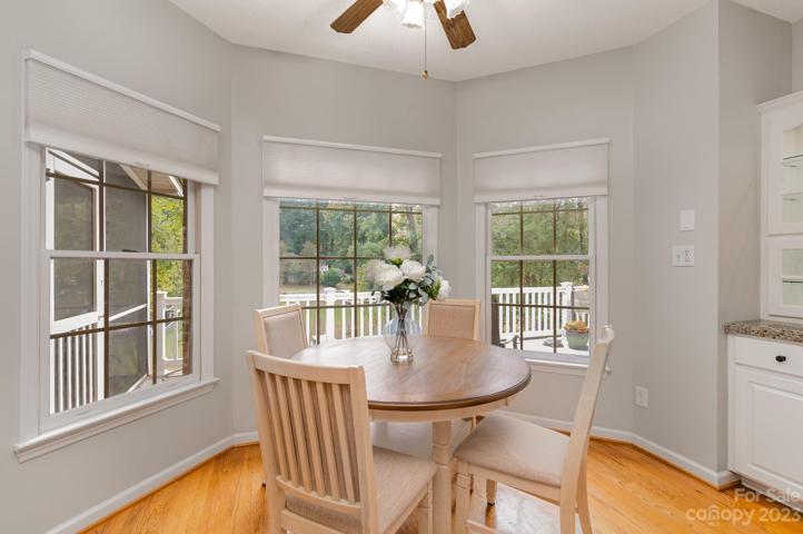 Freshly painted kitchen where natural light abounds.