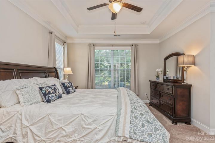 Primary Room with trey ceiling.