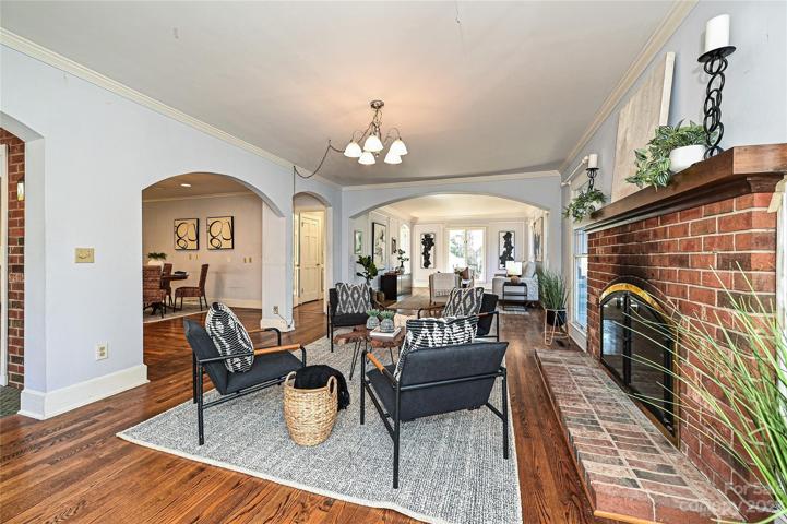 Great room with fireplace and open floor plan