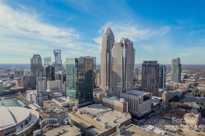 City skyline from building
