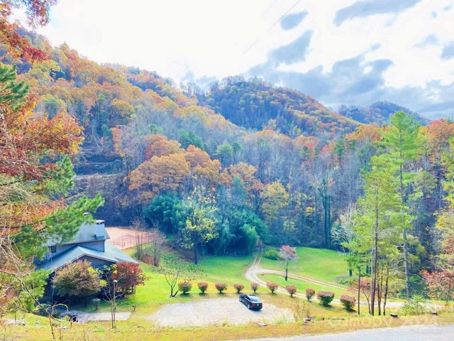 Fall view of Clubhouse, Tennis/Basketball court