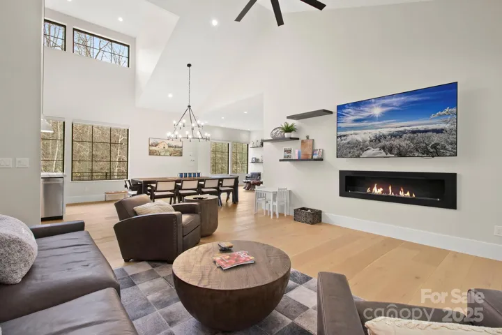 Great room with modern ethanol fireplace