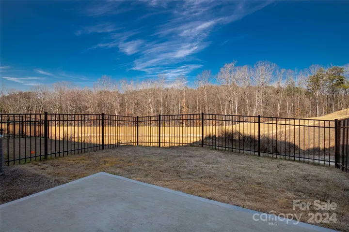 Fenced yard with Pond view
