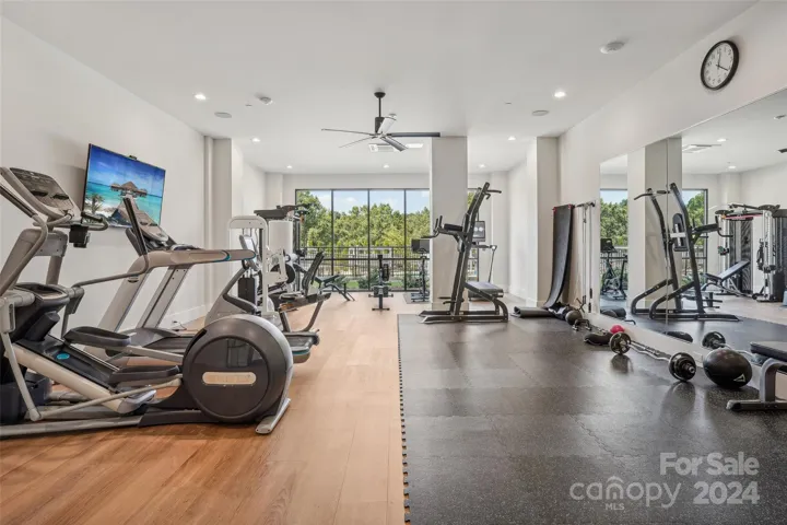 Community Exercise Room overlooking pool