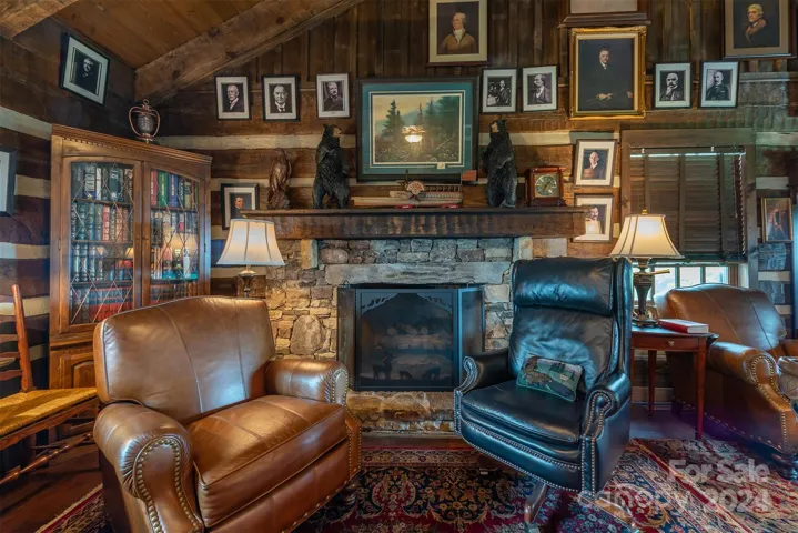 Second stone fireplace creats an inviting space for entertainment