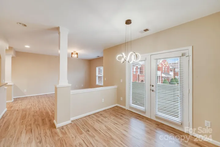 Dining room looking into kitchen.