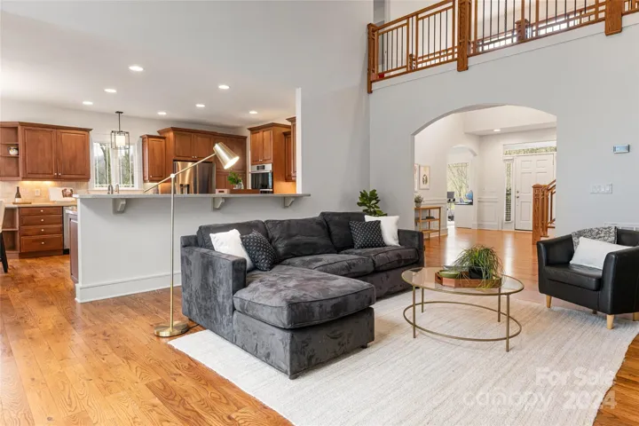 Great flow on the main level, from the foyer to the great room to the kitchen