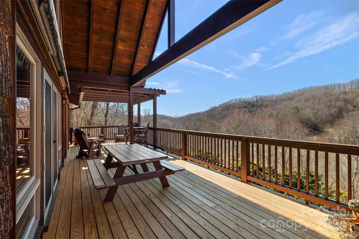 Covered back deck with views!