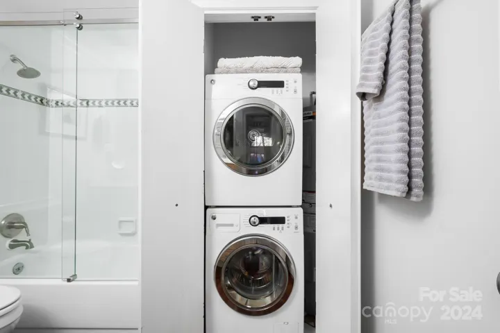Stackable washer and dryer in the laundry closet wiil remain.