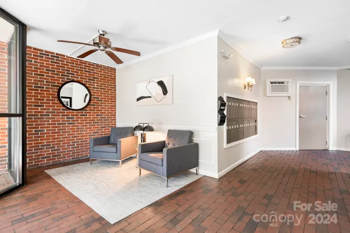 The lobby at Churchill is a great spot to wait for your ride-share.