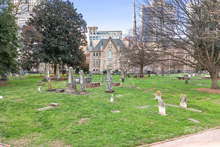 Settlers Park and Cemetery are a part of the view from the balcony.