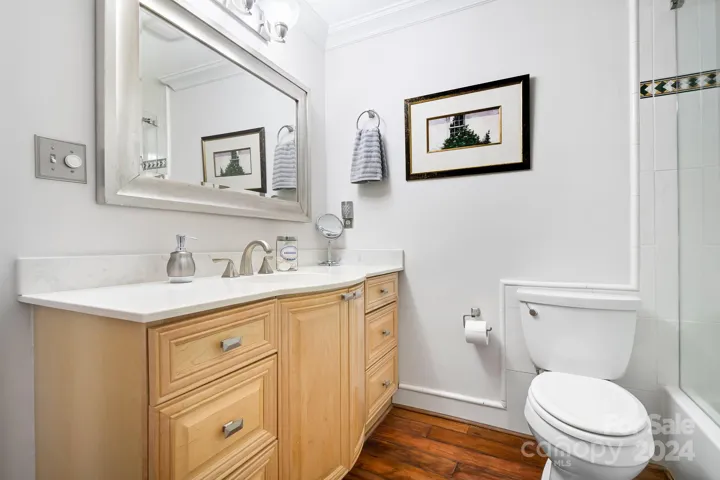 The guest bathroom has plenty of space.