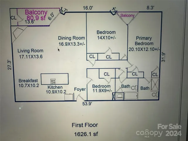 Floor Plan for 224 N. Poplar St Unit 9