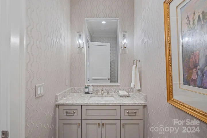 Powder bath in gallery hallway.