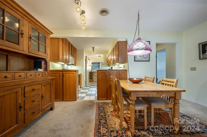 Hallway, dining area and kitchen