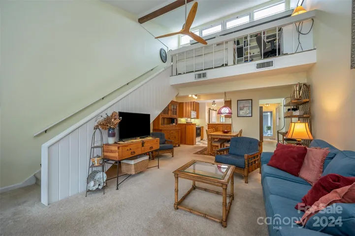 Stairs from living room up to loft area