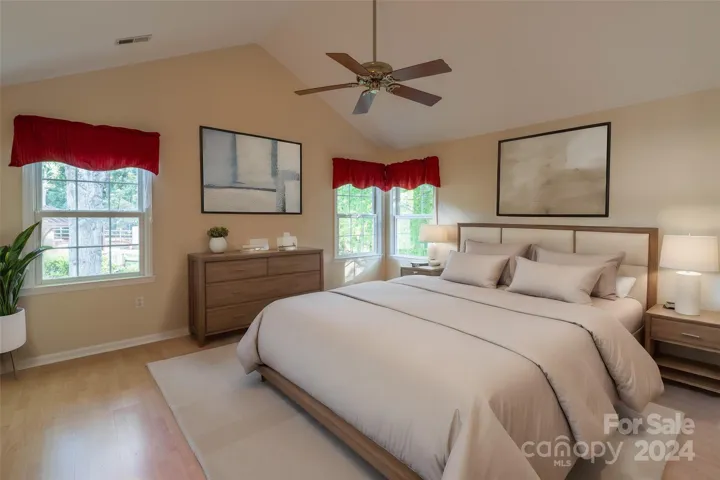 Virtually staged primary bedroom