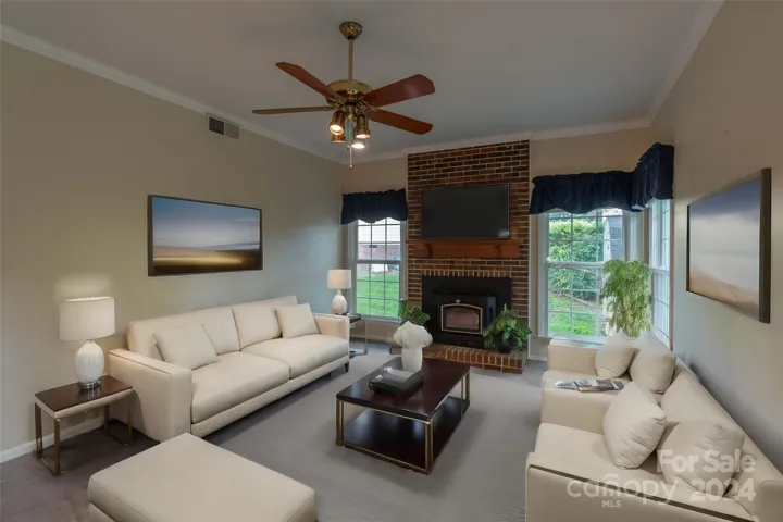 Vitually staged family room