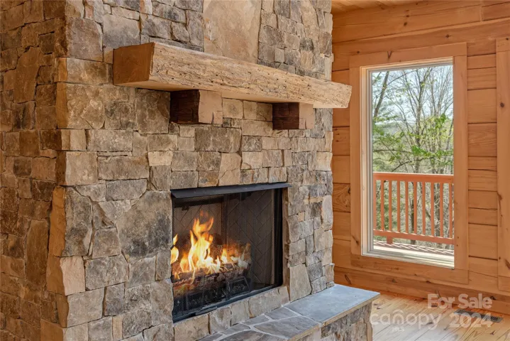 Floor to Ceiling Natural Stone Fireplace
