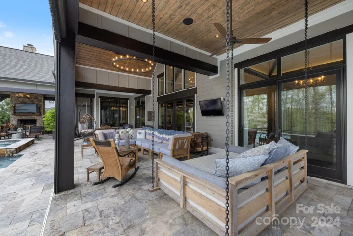 Covered Porch with Custom Lounge Swing