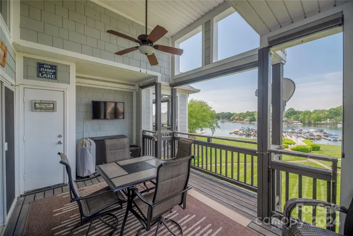 XL Covered Balcony with ceiling fan overlooking Lake Norman