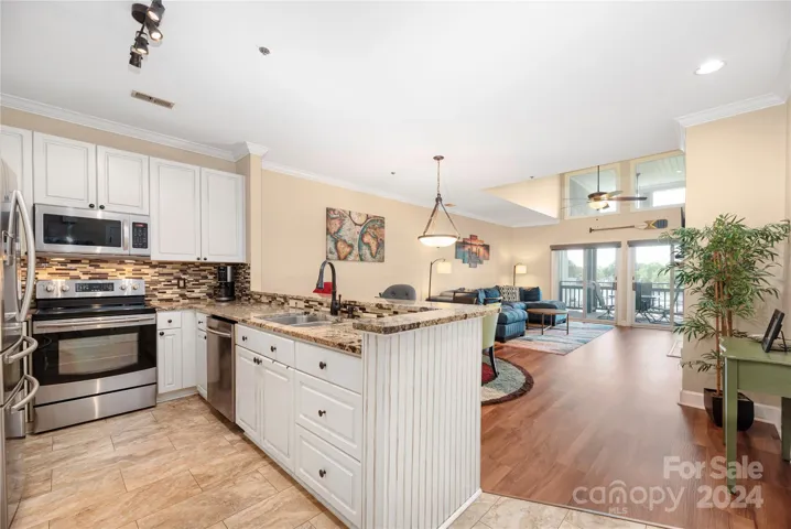Kitchen with stainless steel appliances