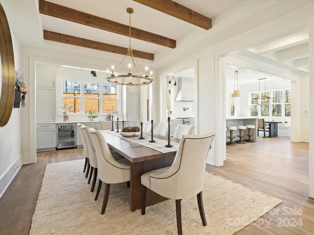 Oversized dining room with open concept to living / kitchen area