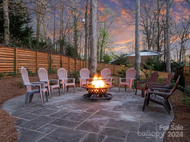 Upper rear backyard fire pit Patio