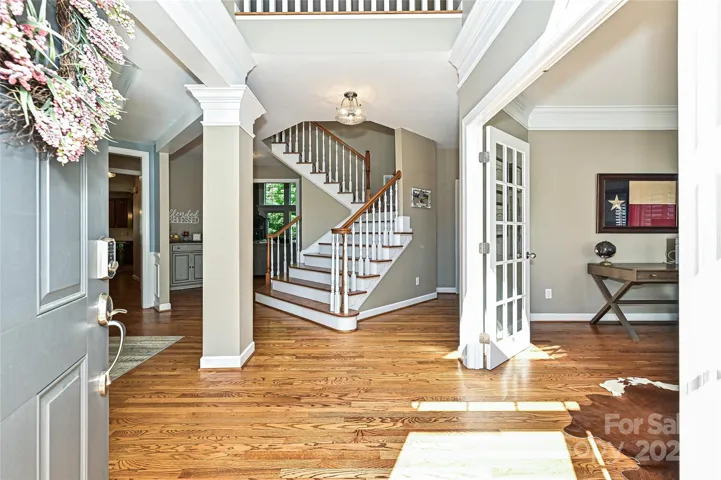 A Waterfall Staircase provides a dramatic entry for your guests.