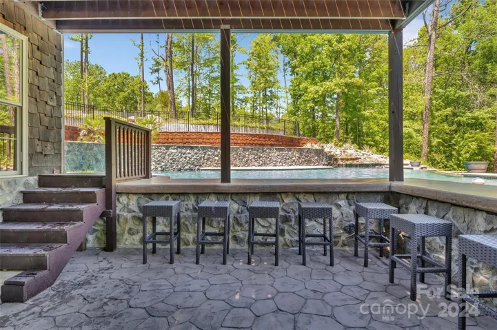 Stools outside of pool and inside!