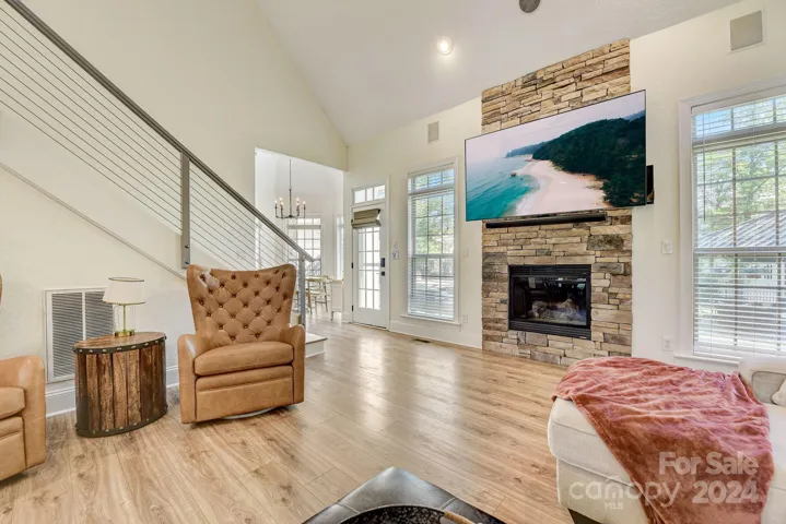 Stone fireplace with TV bracket