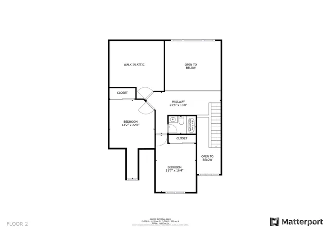 2nd level floorplan, dimensions are approximate