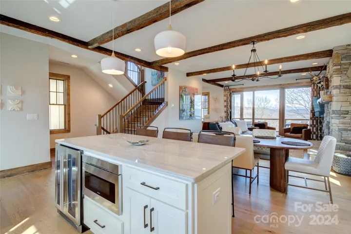 Large kitchen island has eating bar