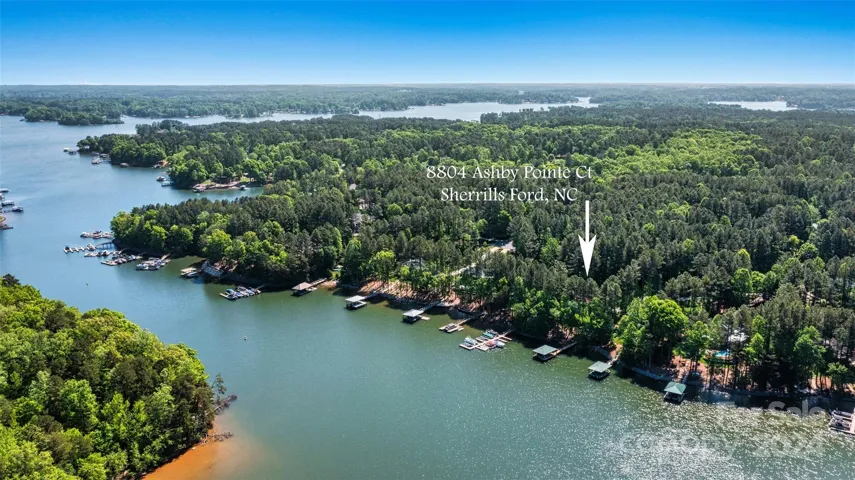 Aerial of home placement on the lake
