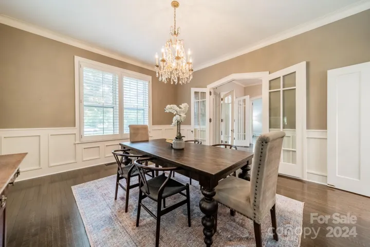 Dining Room w/ antique chandelier