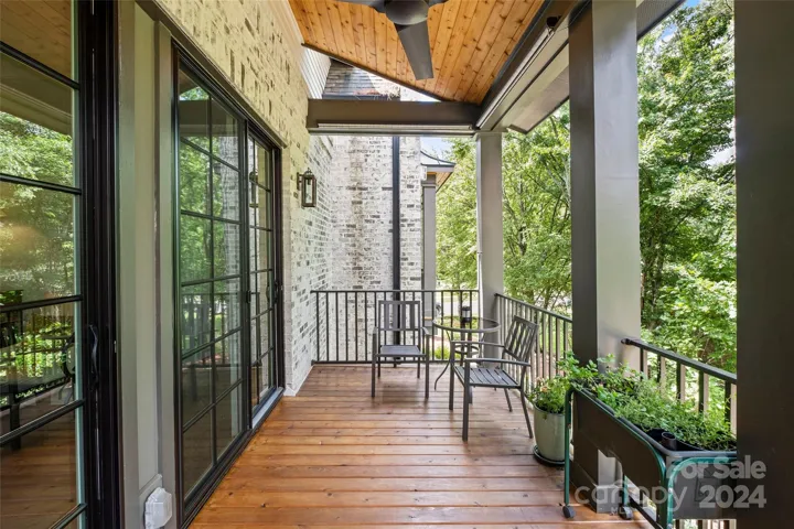 Balcony features custom shades