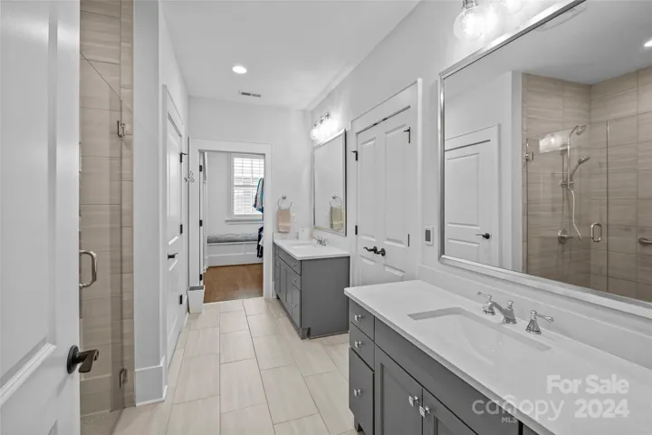 Primary bath with dual vanities