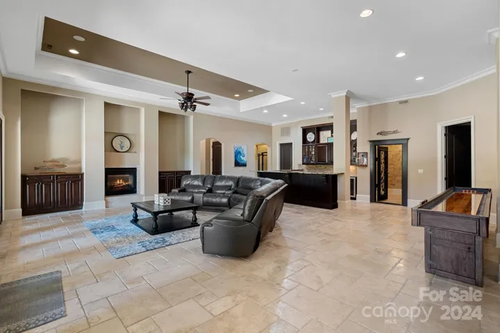 Wine cellar and home theater to the right of the kitchen.