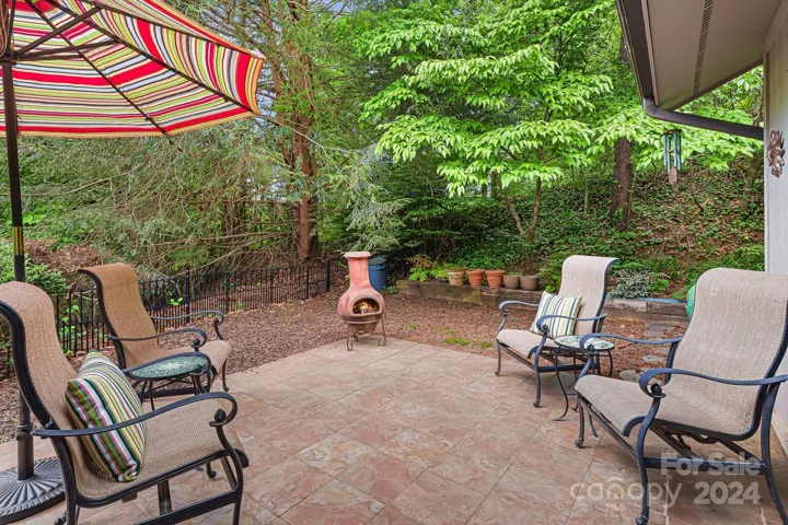 Fenced in backyard patio