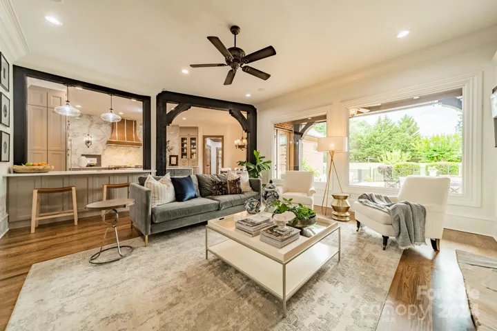 Open family room with new custom windows for natural light!