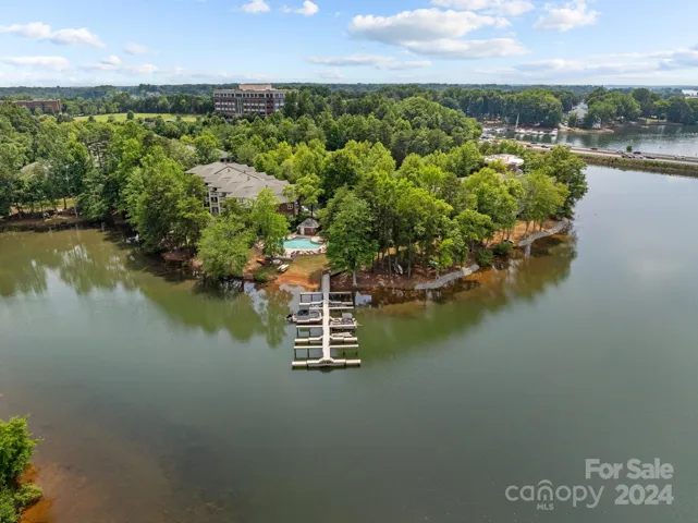 Aerial view of the complex from Lake Davidson