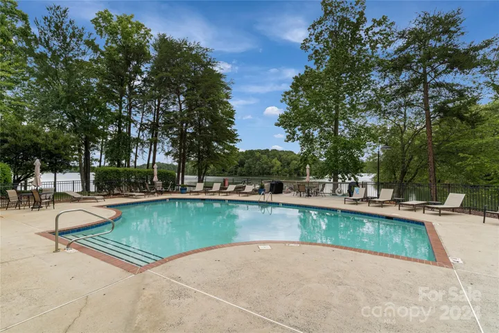 Swimming pool over looks Lake Davidson