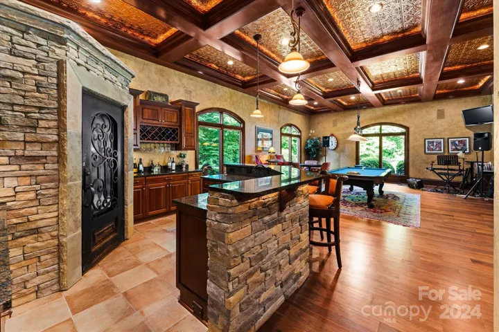 Accented copper ceilings create the perfect vibe