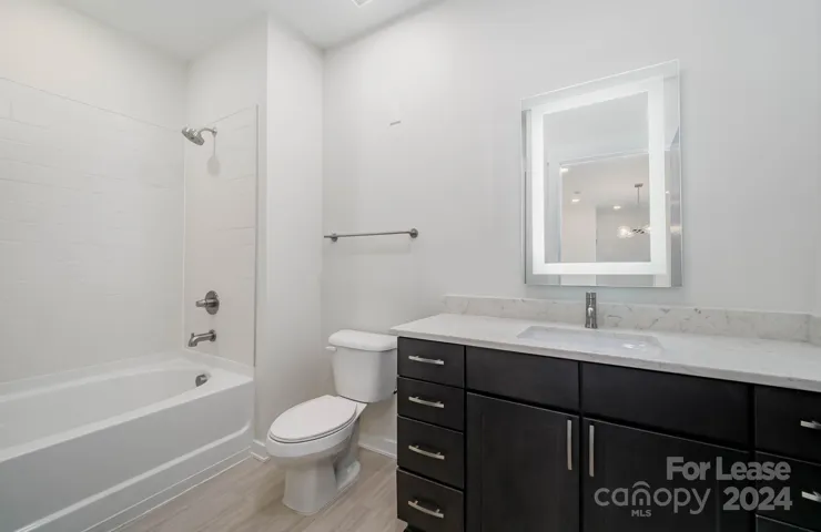 Secondary bathroom has shower/tub combo and lots of counter space!