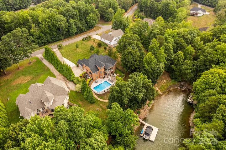 Aerial View of Home and Lakefront