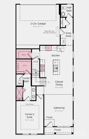 Structural upgrades added: Gourmet kitchen, dual owner's suite with bath 3, owner's  bath 2, walk-in pantry and 2nd floor laundry, study in place of flex, and tray ceiling at owner's suite.